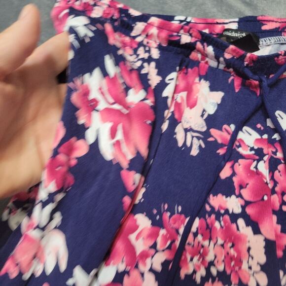 Midnight Pant Womens Medium Floral Blue Pink Straight Comfort Stretch Pull On M - Picture 5 of 12